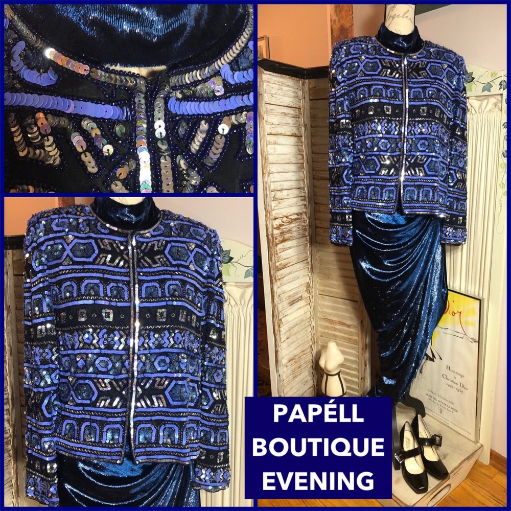 16-VINTAGE PAPÉLL BOUTIQUE SILK BEAD/SEQUIN JACKET